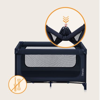 Lionelo - Ταξιδιωτικό παρκοκρέβατο JASMIN EASY FOLD Ναυτικό μπλε