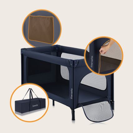 Lionelo - Ταξιδιωτικό παρκοκρέβατο JASMIN EASY FOLD Ναυτικό μπλε