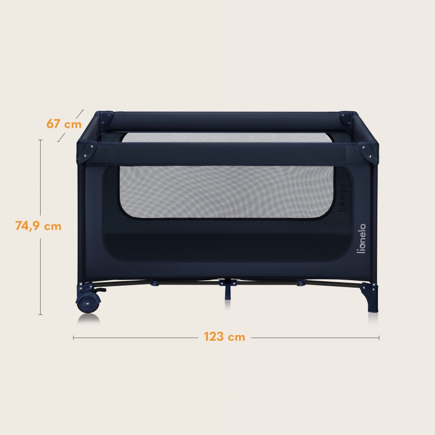 Lionelo - Ταξιδιωτικό παρκοκρέβατο JASMIN EASY FOLD Ναυτικό μπλε