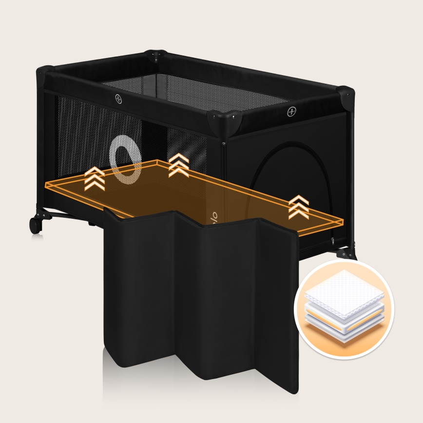 Lionelo - Ταξιδιωτικό παρκοκρέβατο STEFI Black Carbon