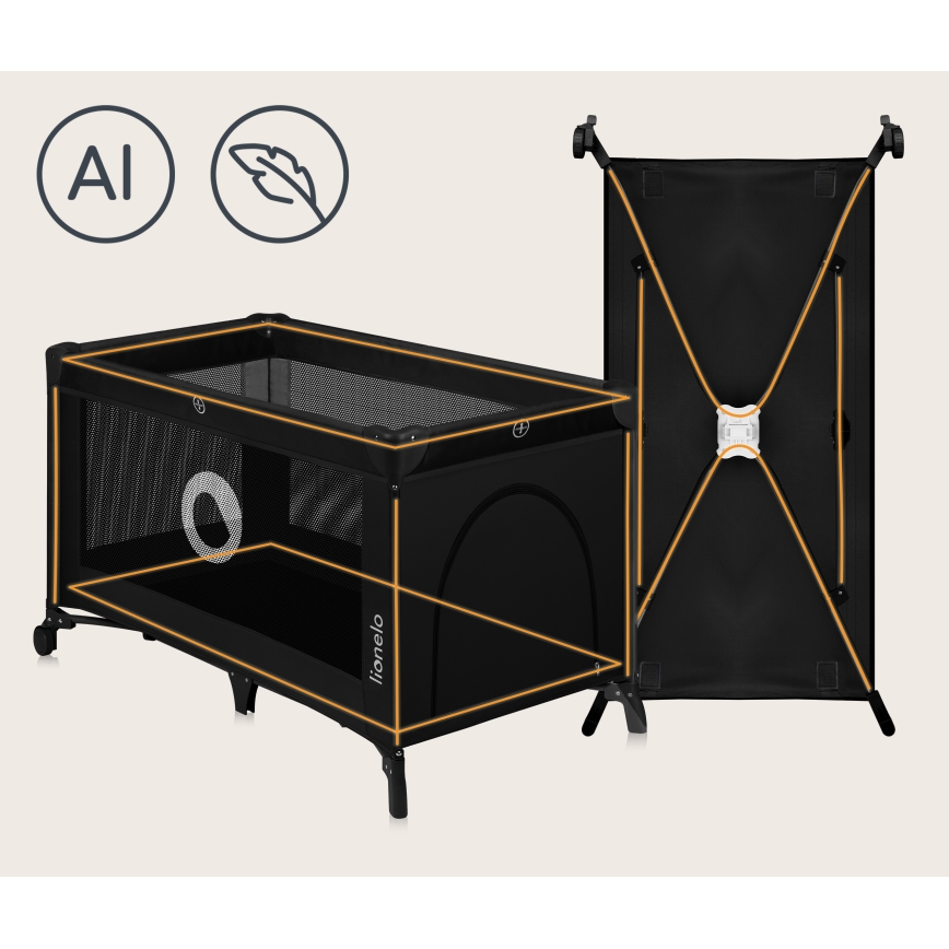 Lionelo - Ταξιδιωτικό παρκοκρέβατο STEFI Black Carbon