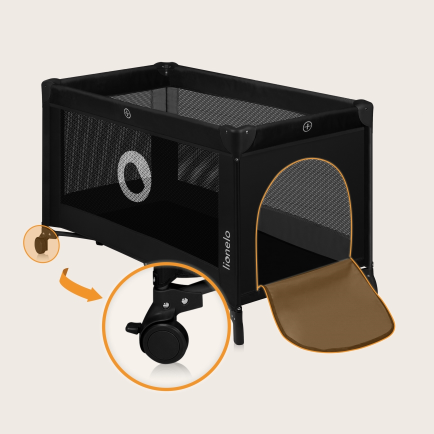 Lionelo - Ταξιδιωτικό παρκοκρέβατο STEFI Black Carbon