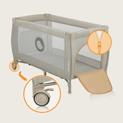 Lionelo - ταξιδιωτικό παρκοκρέβατο STEFI PLUS, μπεζ καπουτσίνο