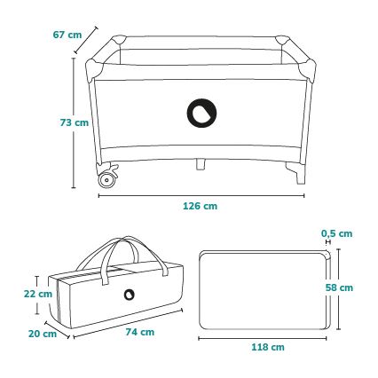 Lionelo - Ταξιδιωτικό παρκοκρέβατο STEFI Μπλε-Γκρι