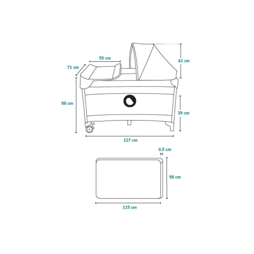 Lionelo - Ταξιδιωτικό παρκοκρέβατο SVEN PLUS γκρι