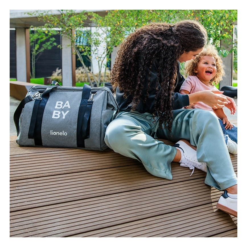 Lionelo - Τσάντα αλλαξιέρα για παιδικό καρότσι IDA Grey Concrete