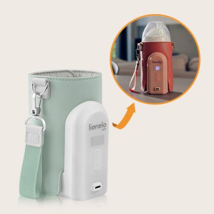 Lionelo - Επαναφορτιζόμενος θερμαντήρας μπιμπερό ταξιδιού THERMUP GO EVO 18W/5V πράσινο/λευκό