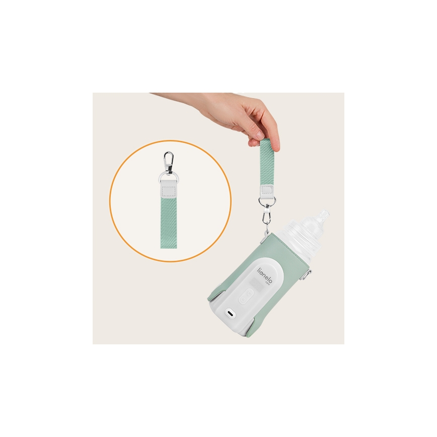 Lionelo - Επαναφορτιζόμενος θερμαντήρας μπιμπερό ταξιδιού THERMUP GO EVO 18W/5V πράσινο/λευκό