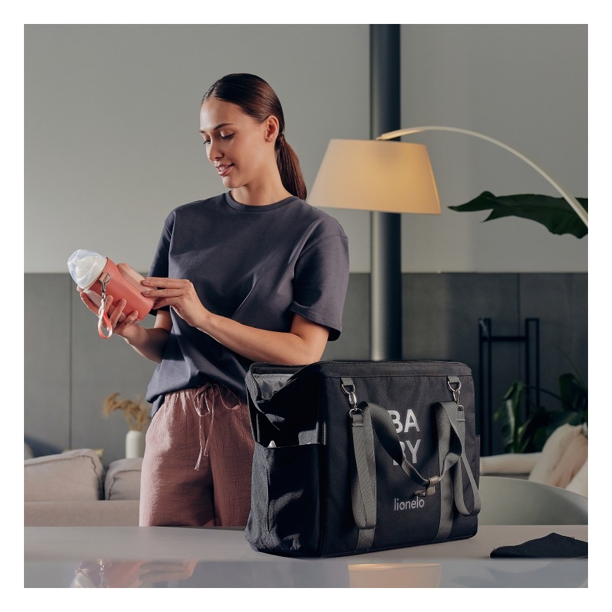 Lionelo - Επαναφορτιζόμενος θερμαντήρας μπιμπερό ταξιδιού THERMUP GO EVO 18W/5V ροζ