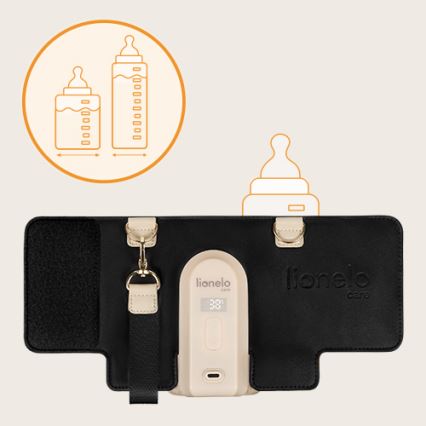 Lionelo - Επαναφορτιζόμενος θερμαντήρας μπιμπερό ταξιδιού THERMUP GO EVO 18W/5V μαύρο/μπεζ
