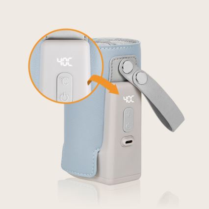 Lionelo - Επαναφορτιζόμενος θερμαντήρας μπιμπερό ταξιδιού THERMUP GO PLUS 10W/5V μπλε/γκρι