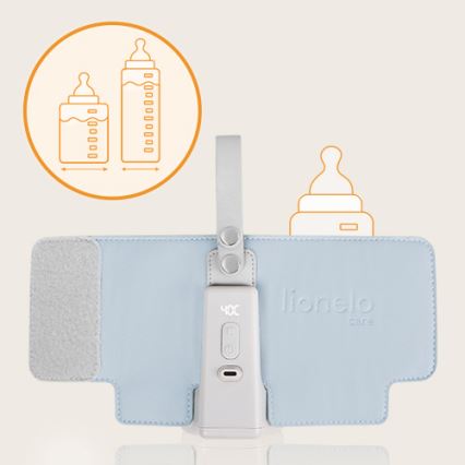 Lionelo - Επαναφορτιζόμενος θερμαντήρας μπιμπερό ταξιδιού THERMUP GO PLUS 10W/5V μπλε/γκρι
