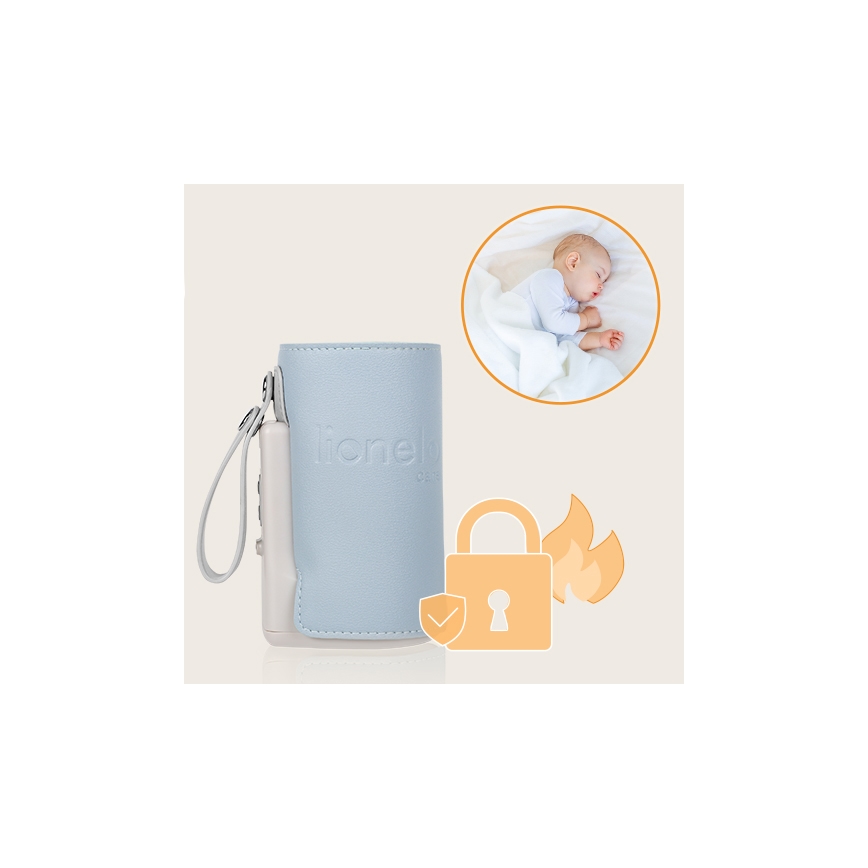 Lionelo - Επαναφορτιζόμενος θερμαντήρας μπιμπερό ταξιδιού THERMUP GO PLUS 10W/5V μπλε/γκρι