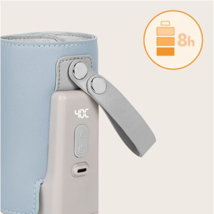 Lionelo - Επαναφορτιζόμενος θερμαντήρας μπιμπερό ταξιδιού THERMUP GO PLUS 10W/5V μπλε/γκρι