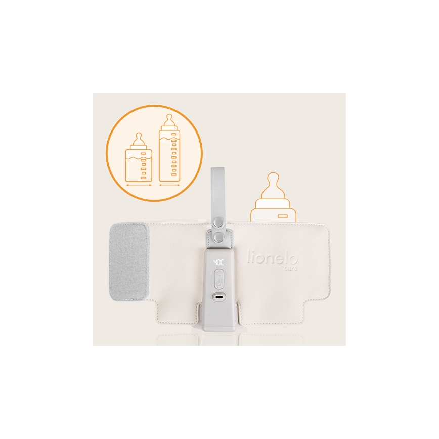 Lionelo - Επαναφορτιζόμενος θερμαντήρας μπιμπερό ταξιδιού THERMUP GO PLUS 10W/5V μπεζ