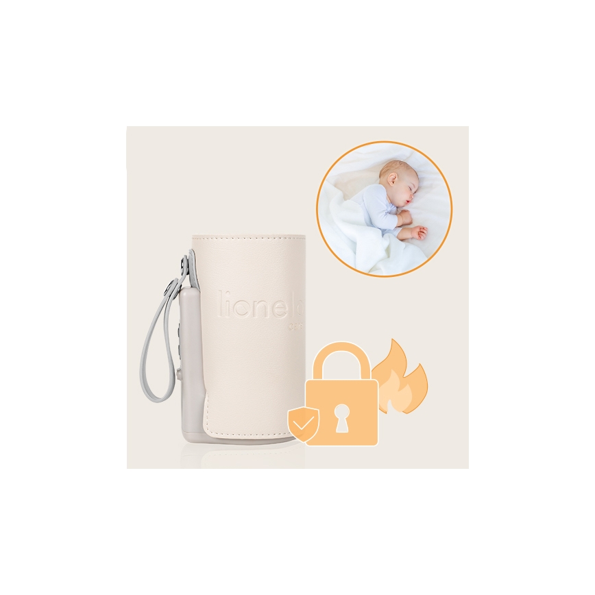 Lionelo - Επαναφορτιζόμενος θερμαντήρας μπιμπερό ταξιδιού THERMUP GO PLUS 10W/5V μπεζ