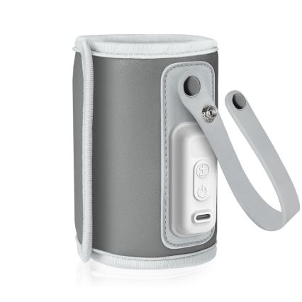 Lionelo - Επαναφορτιζόμενος θερμαντήρας μπιμπερό THERMUP GO 18W/5V Γκρι/Ασημί