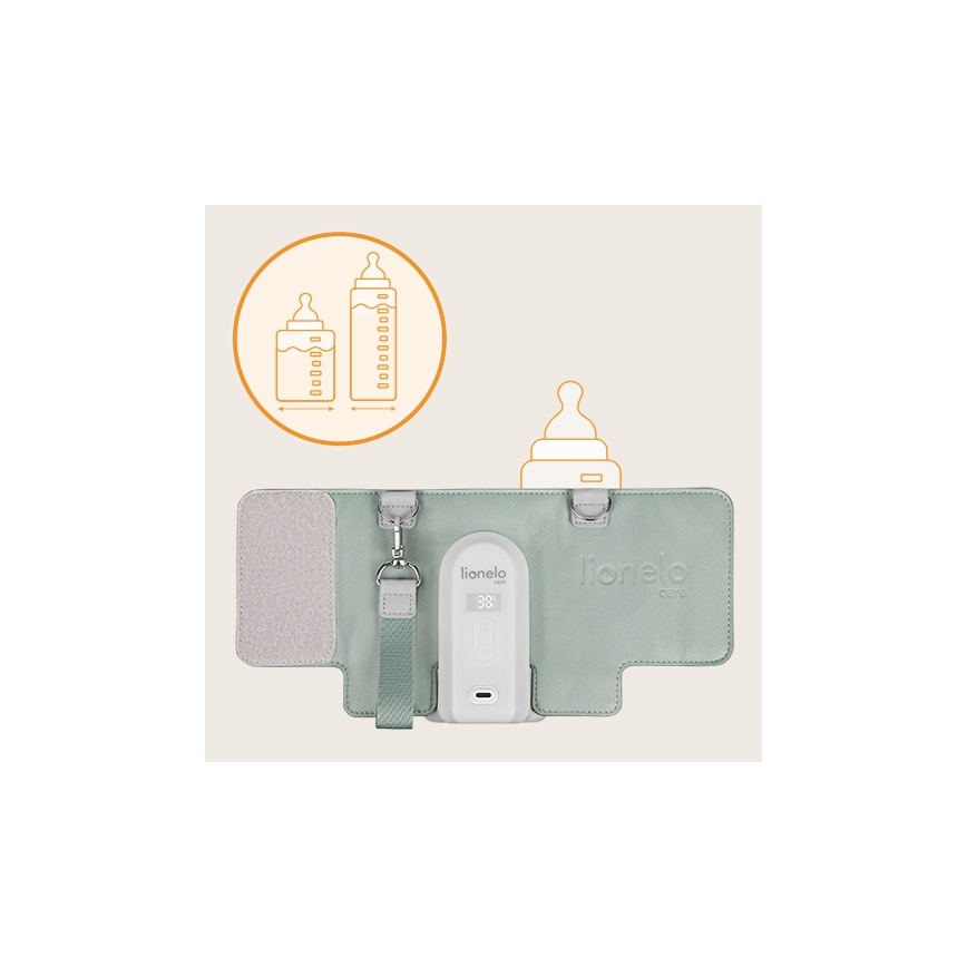 Lionelo - Επαναφορτιζόμενος θερμαντήρας μπιμπερό THERMUP GO EVO 18W/5V πράσινο/λευκό