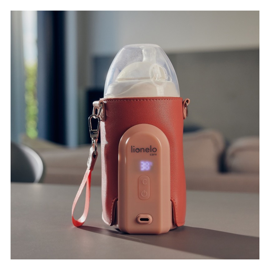Lionelo - Επαναφορτιζόμενος θερμαντήρας μπιμπερό THERMUP GO EVO 18W/5V ροζ