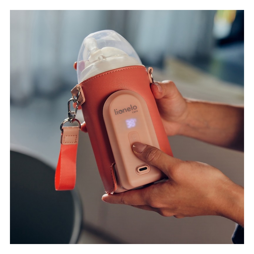 Lionelo - Επαναφορτιζόμενος θερμαντήρας μπιμπερό THERMUP GO EVO 18W/5V ροζ