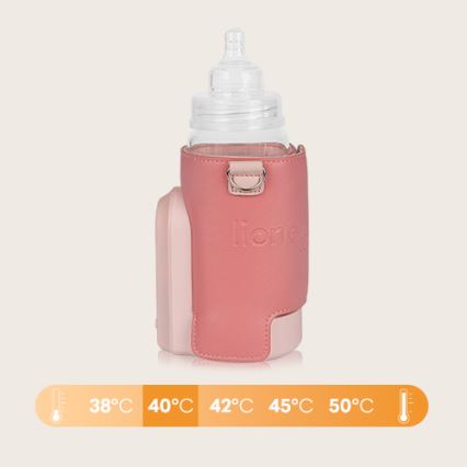 Lionelo - Επαναφορτιζόμενος θερμαντήρας μπιμπερό THERMUP GO EVO 18W/5V ροζ