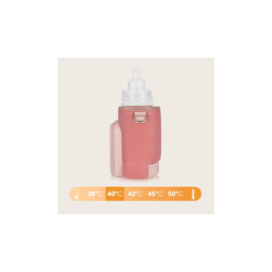 Lionelo - Επαναφορτιζόμενος θερμαντήρας μπιμπερό THERMUP GO EVO 18W/5V ροζ