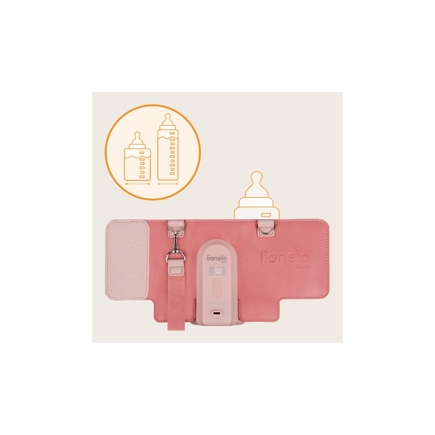 Lionelo - Επαναφορτιζόμενος θερμαντήρας μπιμπερό THERMUP GO EVO 18W/5V ροζ