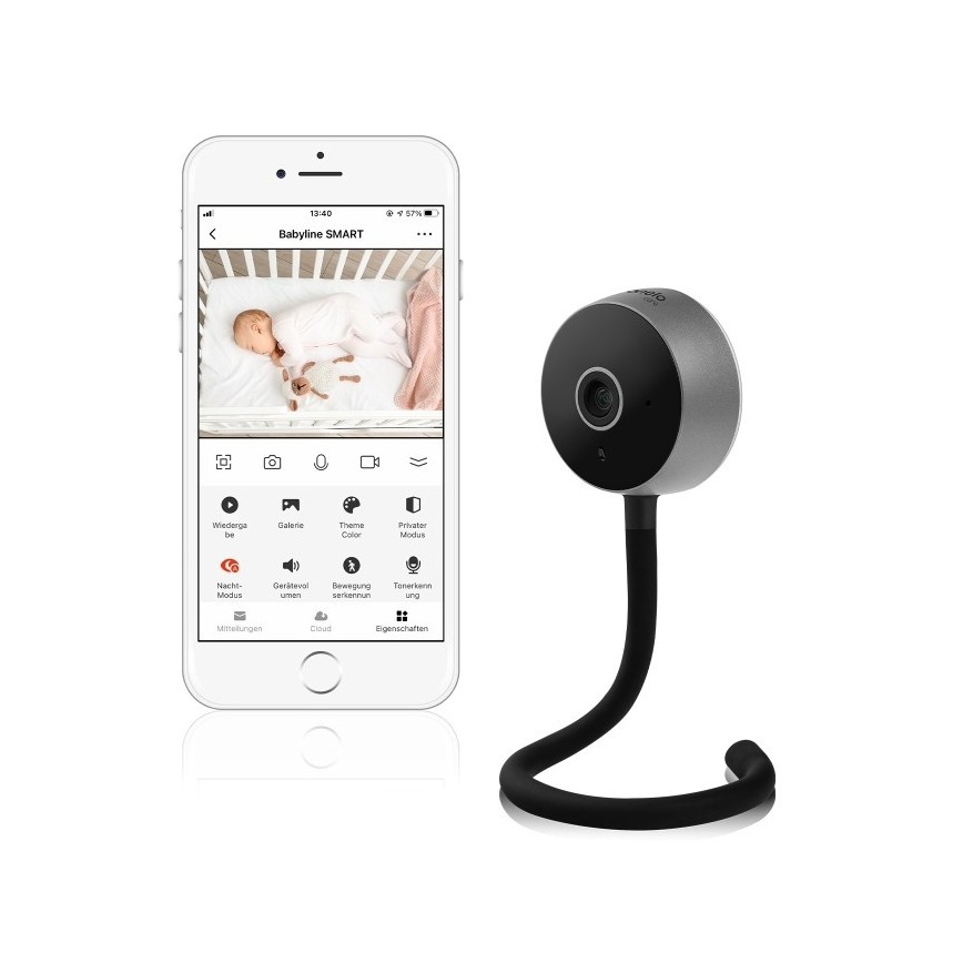 Lionelo - Έξυπνο βρεφικό μόνιτορ BABYLINE SMART Wi-Fi Black