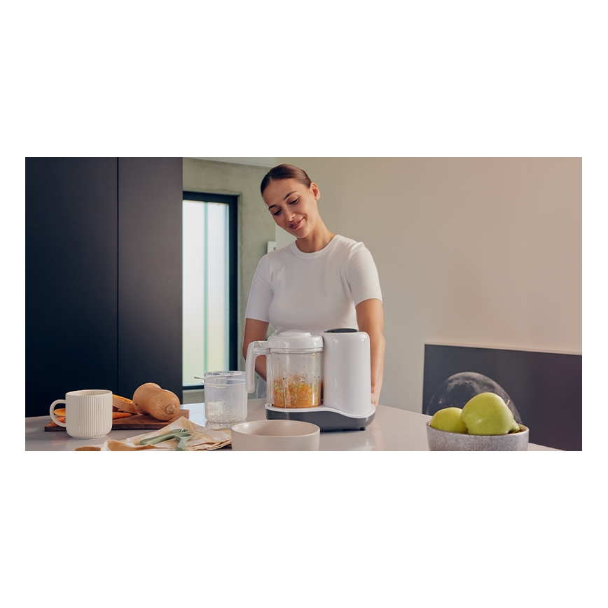 Lionelo - Ατμομάγειρας 5σε1 BABYMENU 110W/230V λευκό/γκρι