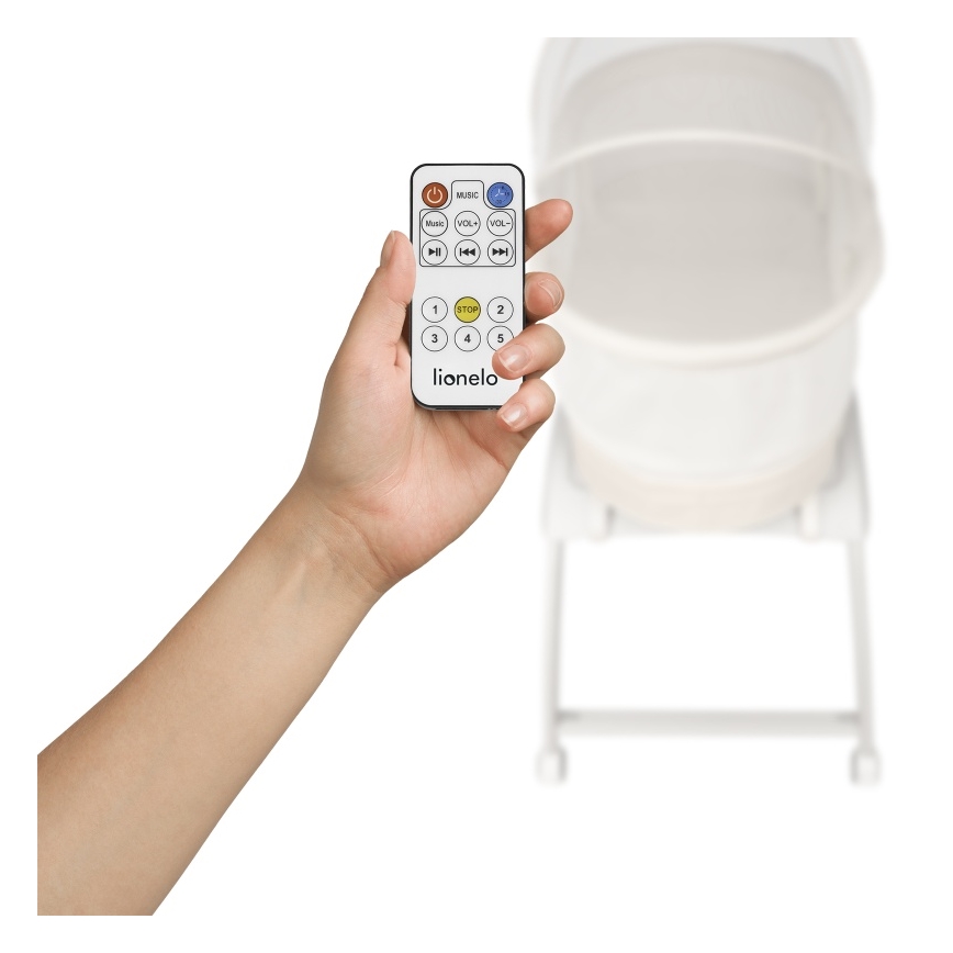 Lionelo - Βρεφική κούνια με ενσωματωμένη ζυγαριά CORAL White