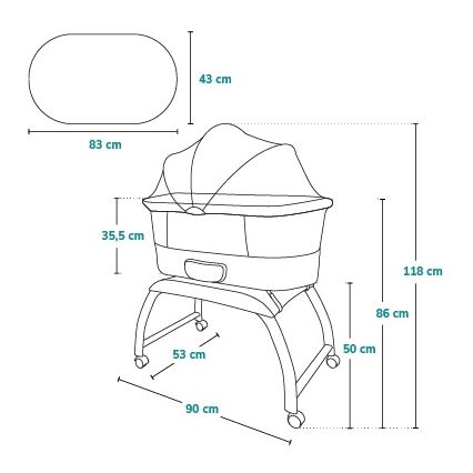 Lionelo - Βρεφική κούνια με ενσωματωμένη ζυγαριά CORAL White