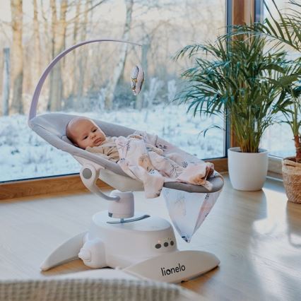 Lionelo - Βρεφική κούνια με μελωδία IRIS Grey Concrete