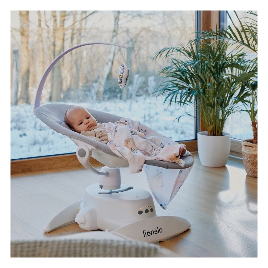 Lionelo - Βρεφική κούνια με μελωδία IRIS Grey Concrete