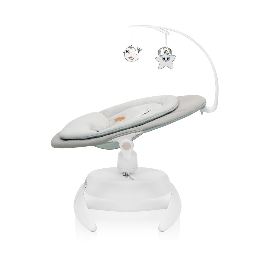 Lionelo - Βρεφική κουνιστή καρέκλα με μελωδία MELL Beige Sand 4xAA + τηλεχειριστήριο