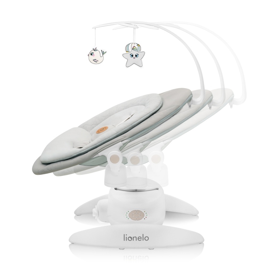 Lionelo - Βρεφική κουνιστή καρέκλα με μελωδία MELL Beige Sand 4xAA + τηλεχειριστήριο