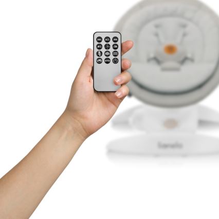 Lionelo - Βρεφική κουνιστή καρέκλα με μελωδία MELL Beige Sand 4xAA + τηλεχειριστήριο