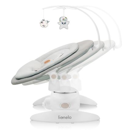 Lionelo - Βρεφική κουνιστή καρέκλα με μελωδία MELL Beige Sand 4xAA + τηλεχειριστήριο