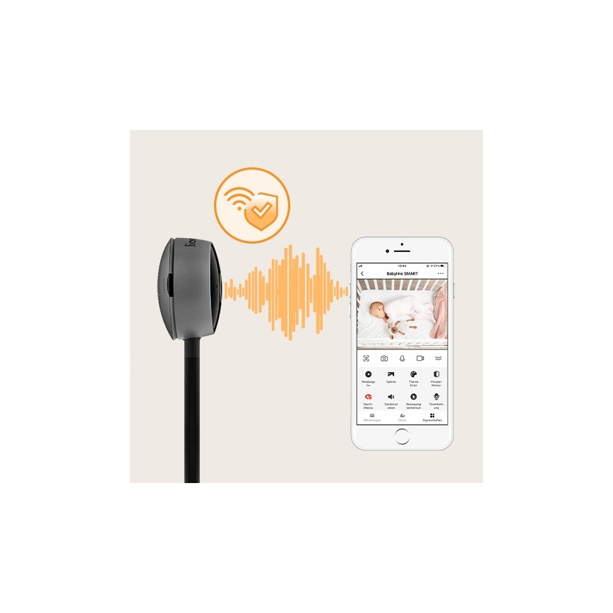 Lionelo - Έξυπνη βρεφική συσκευή παρακολούθησης BABYLINE SMART Wi-Fi Μαύρη