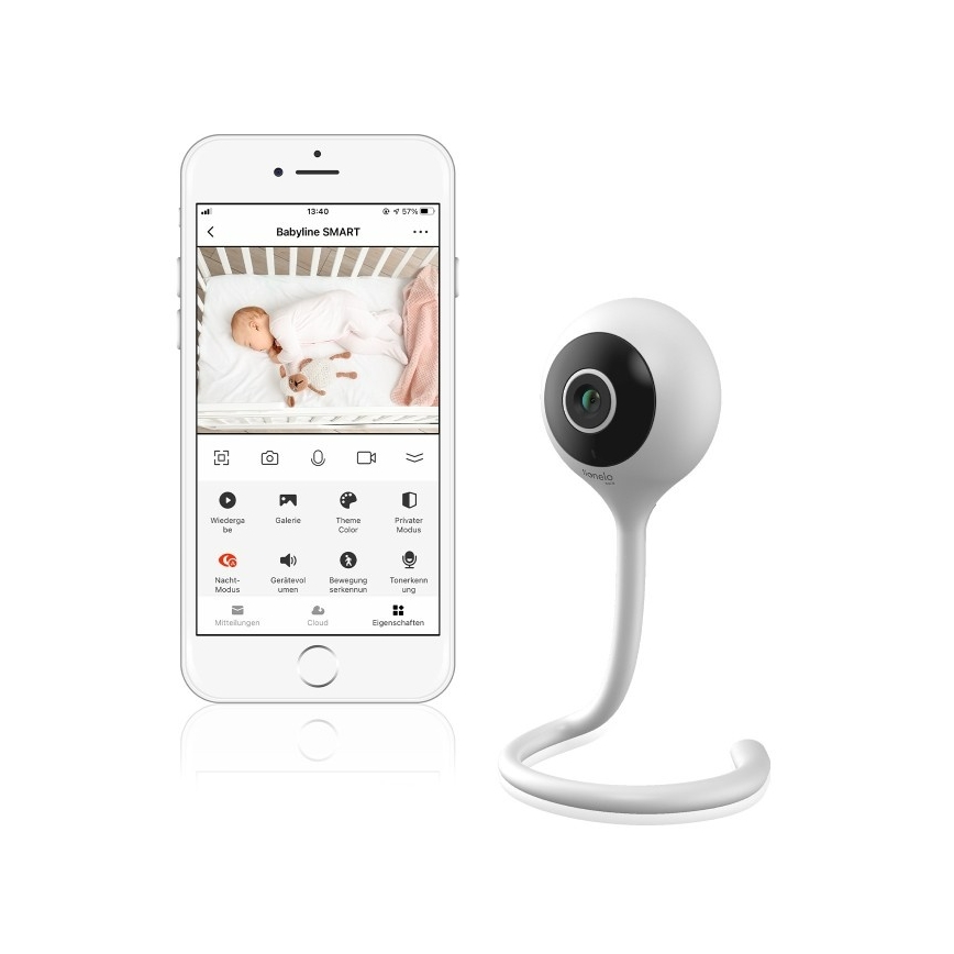 Lionelo - Έξυπνο βρεφικό μόνιτορ BABYLINE SMART Wi-Fi Λευκό