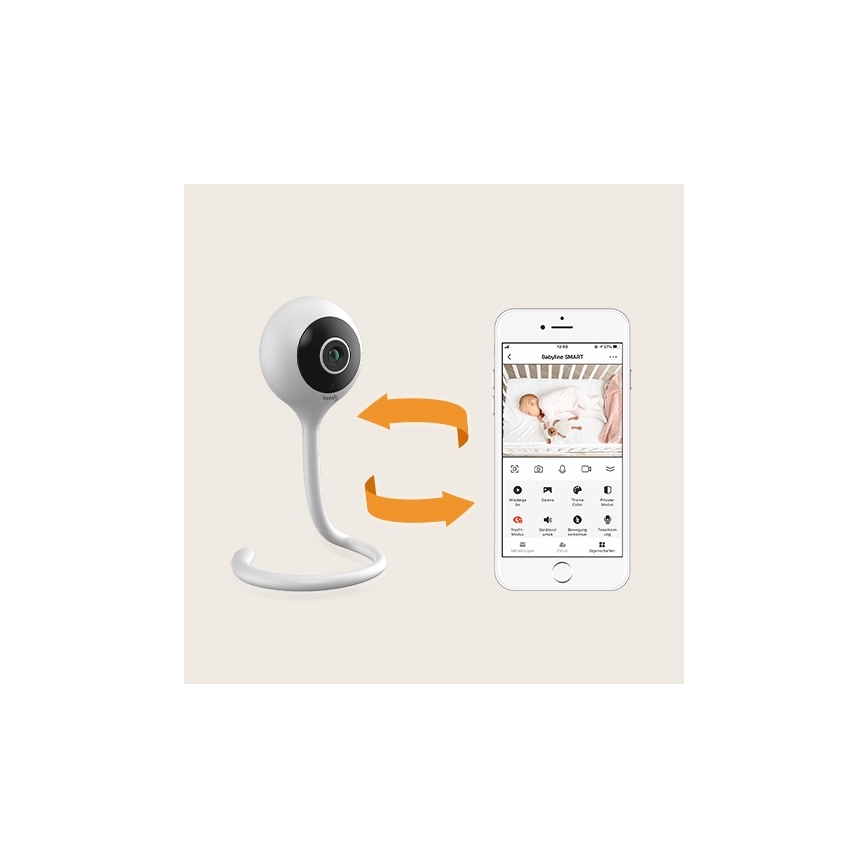 Lionelo - Έξυπνο βρεφικό μόνιτορ BABYLINE SMART Wi-Fi Λευκό