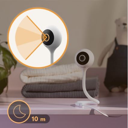 Lionelo - Έξυπνο βρεφικό μόνιτορ BABYLINE SMART Wi-Fi Λευκό