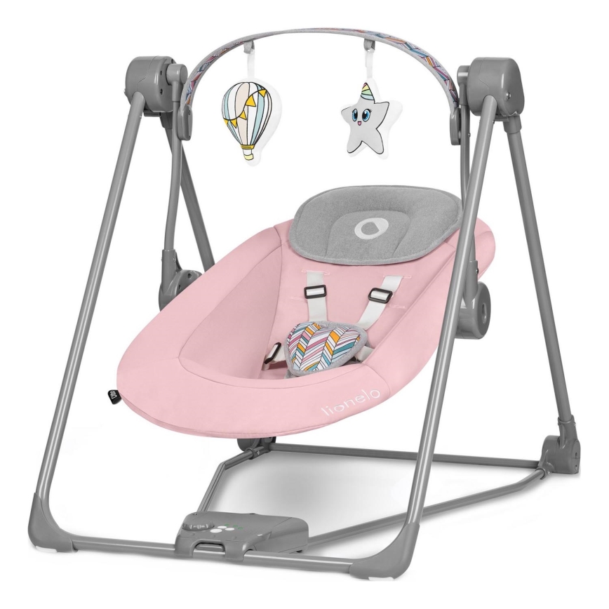 Lionelo - Κουνιστή καρέκλα για μωρά OTTO 4xLR14 Pink Baby