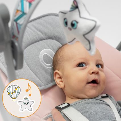Lionelo - Κουνιστή καρέκλα για μωρά OTTO 4xLR14 Pink Baby