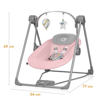 Lionelo - Κουνιστή καρέκλα για μωρά OTTO 4xLR14 Pink Baby