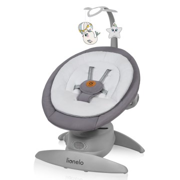 Lionelo - Κουνιστή παιδική καρέκλα με μελωδία MELL Grey Stone 4xAA + τηλεχειριστήριο