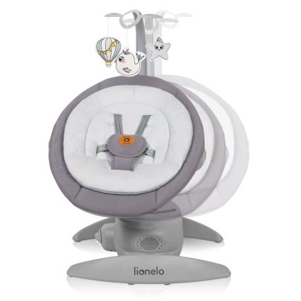 Lionelo - Κουνιστή παιδική καρέκλα με μελωδία MELL Grey Stone 4xAA + τηλεχειριστήριο
