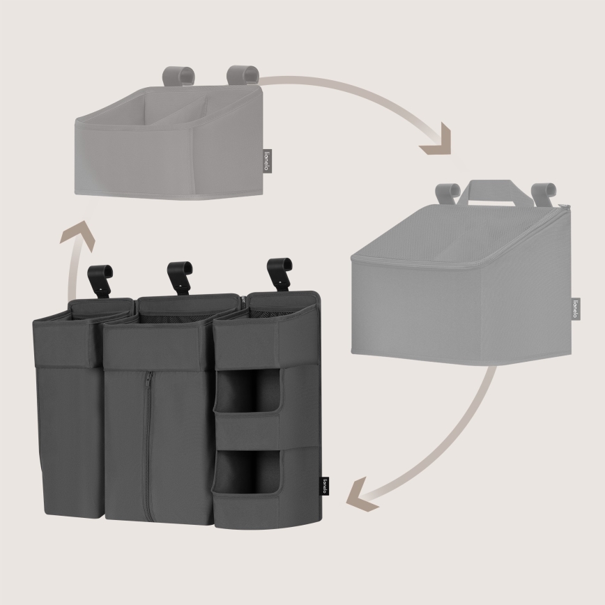 Lionelo - Οργανωτής για κούνια 3 σε 1 SIDEPOCKET Γκρι