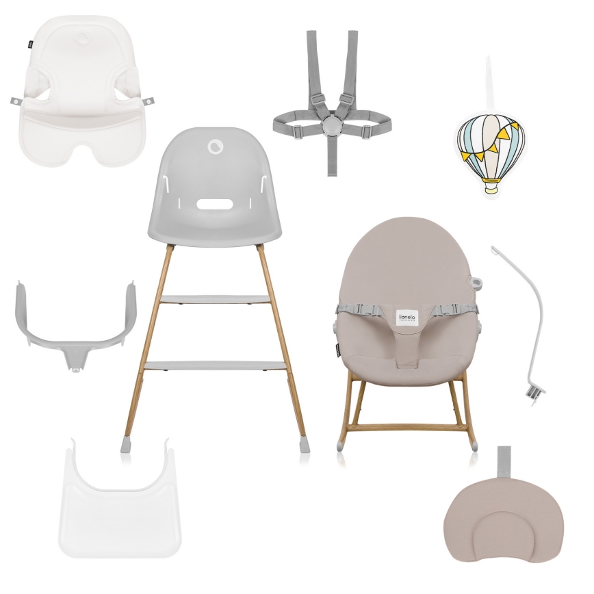 Lionelo - Παιδική καρέκλα φαγητού 4 σε 1 DALIA SET Grey Stone Natural