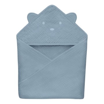 Lionelo - Παιδική πετσέτα με κουκούλα MUSLIN HOODED TOWEL Grey Sky