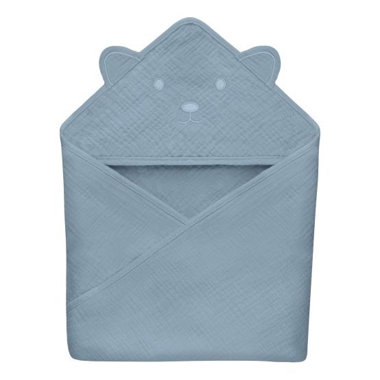 Lionelo - Παιδική πετσέτα με κουκούλα MUSLIN HOODED TOWEL Grey Sky